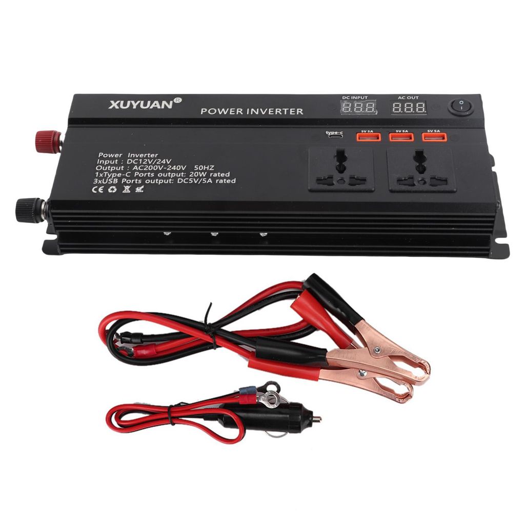 5000W 12V na 220V LCD displej menič do auta USB nabíjací Obrázok produktu 