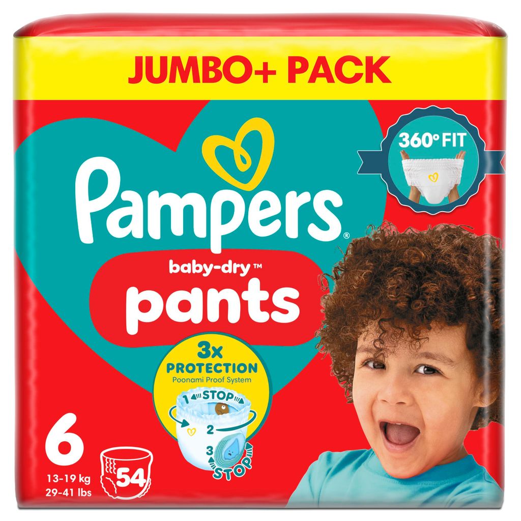 Pampers Baby-Dry Windelhosen Größe 6, 54 Stück, 13–19 kg, Produktbild 