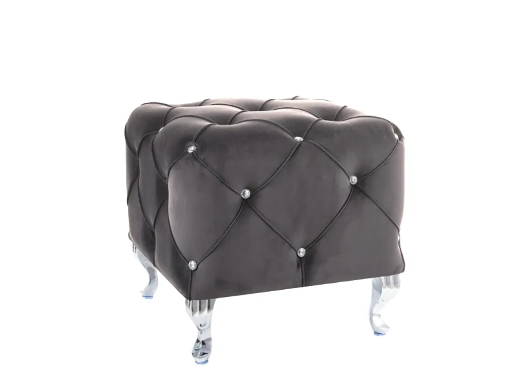 Repose-pieds en velours gris BERTIN : confort moelleux et style chic