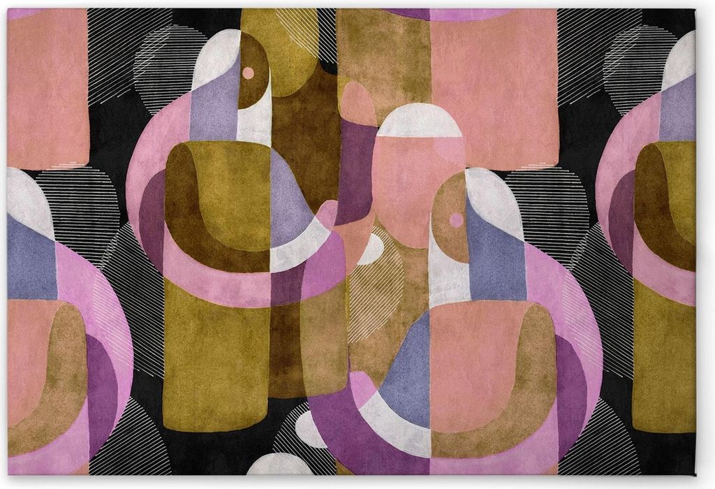 TADESSI Leinwandbild Abstrakte Formen - Wandbild 45 x 30 cm - Kunstdruck auf Leinwand in Schwarz Weiß - M1-No.51346