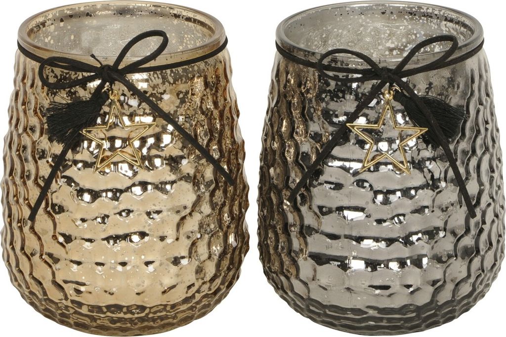 Windlicht Glas amber/grau Teelichthalter Kerzenhalter 2 Produktbild 