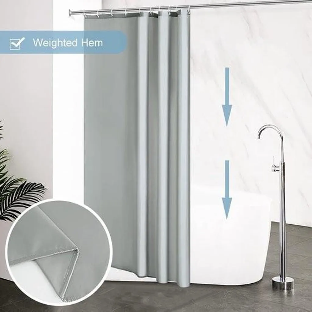 Rideau de douche anti-moisissure gris lavable qui ne colle pas à la peau