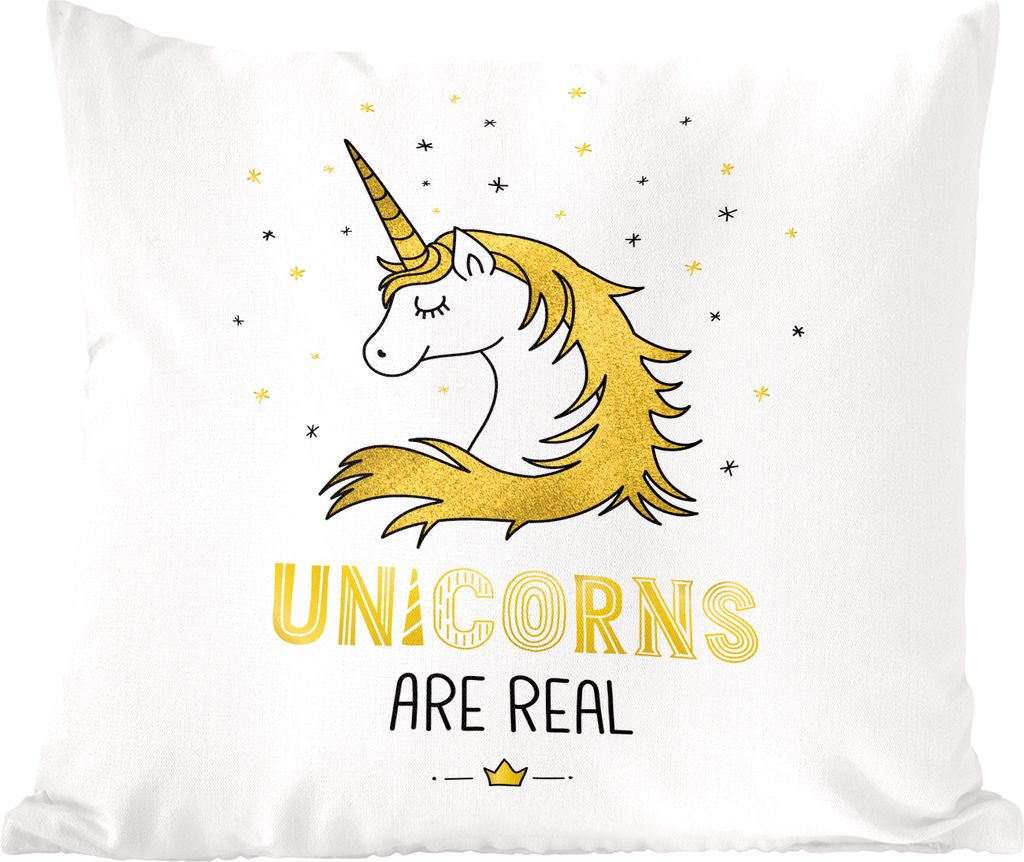 MuchoWow Zierkissen Sofakissen Wohnzimmer Dekokissen 40x40 cm Kinder Illustration Einhorn Zitat - Foto Kissen - Schlafzimmer Dekoration