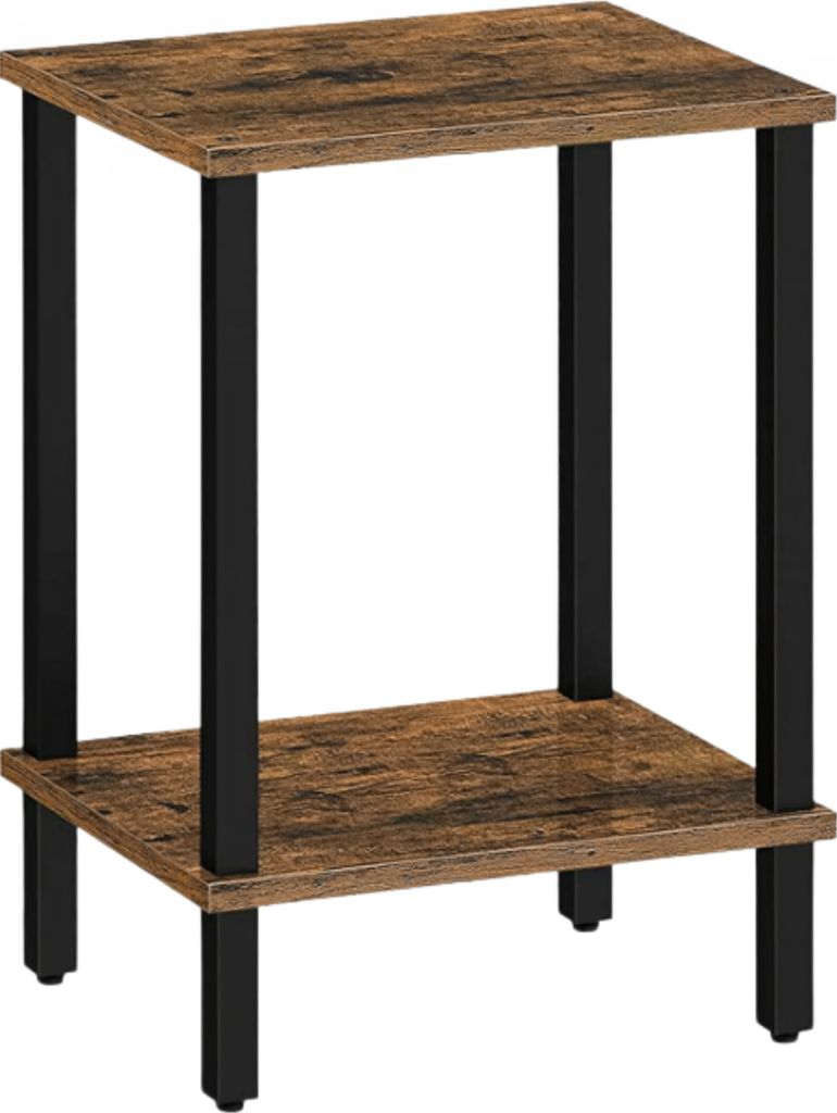 ACAZA Beistelltisch - Nachttisch - Kleine Couchtisch - Industriell - Vintage Braun - 55x38x30 cm - Banktisch