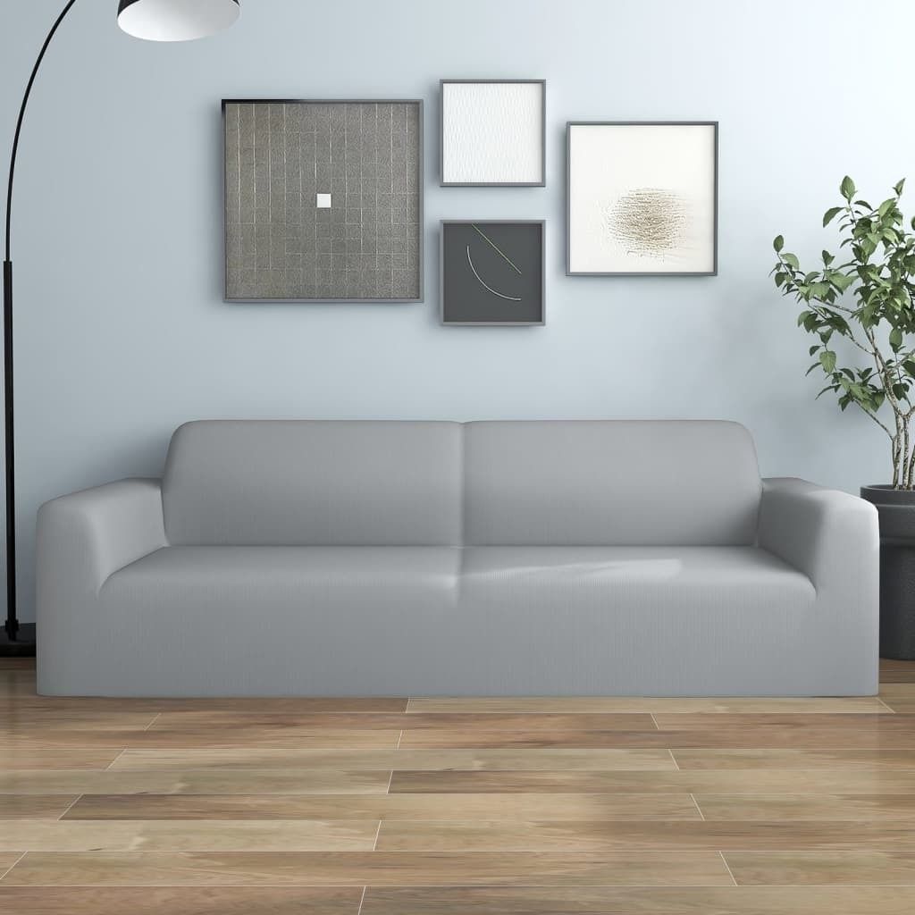 "im Angebot" Stretch Sofahusse 3-Sitzer Grau Polyester-Jersey - Hussen CC12287