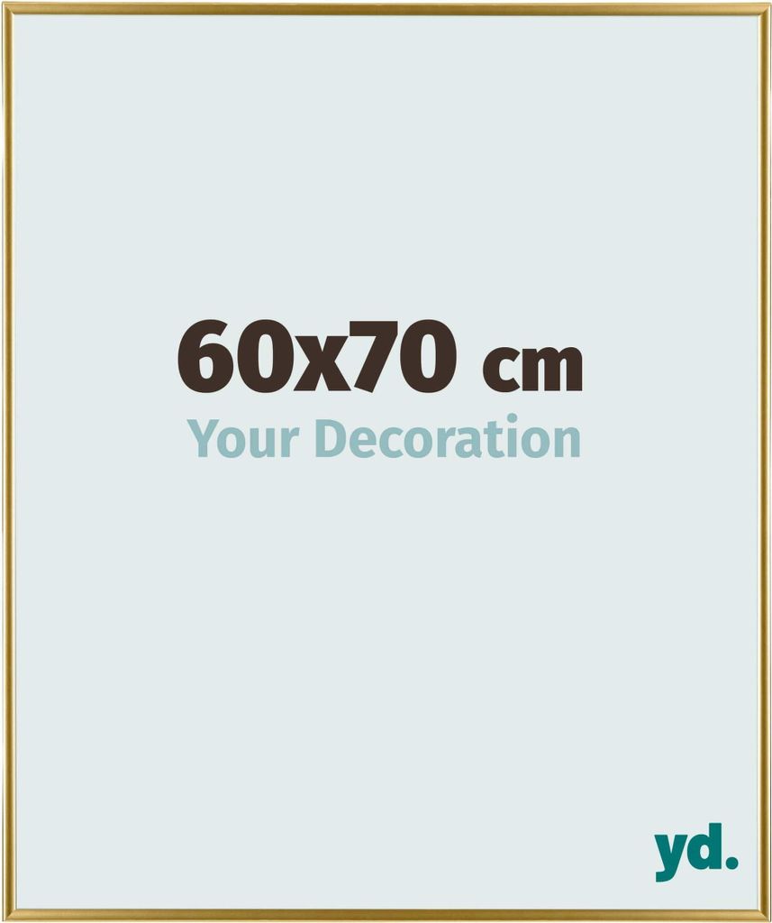 A marketing image showing a frame size and a logo.