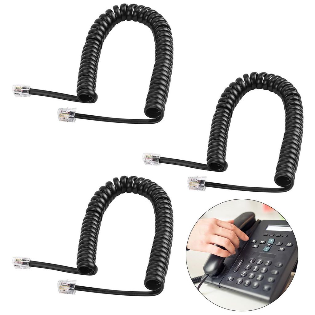 5 Meter RJ9 Spiralkabel, 3-pcs Telefonleitung, perfekt Produktbild 