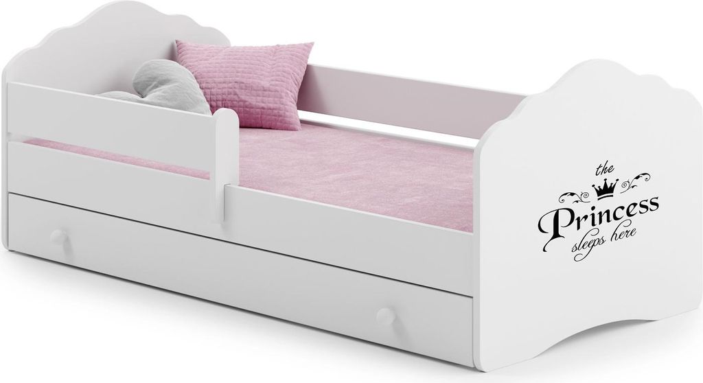 Łożko dziecięce FALA z szufladą i barierką 160x80 Princess Zdjęcie produktu 