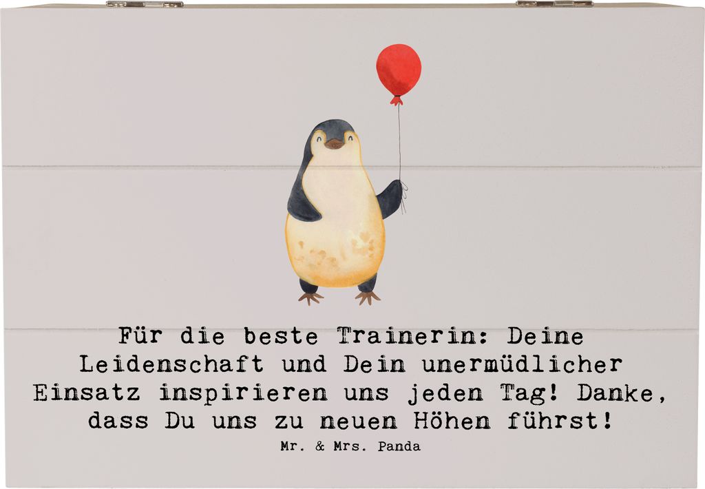 Mr. & Mrs. Panda Holztruhe Turnen Trainerin 22 x 15 cm - Produktbild 