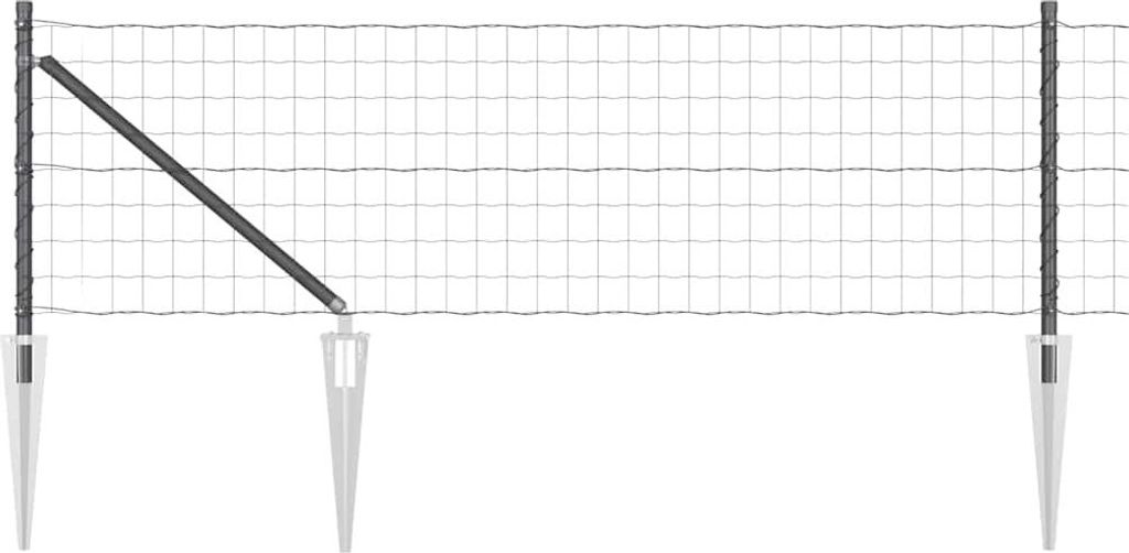 vidaXL Zaun mit Pfosten Grau 0,8 x 25 m Stahl