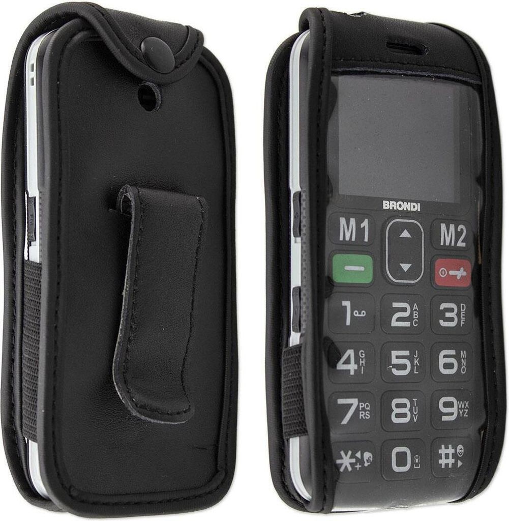 caseroxx Ledertasche mit Gürtelclip kompatibel mit Brondi Amico Semplice + aus Echtleder, Tasche mit Gürtelclip und Sichtfenster