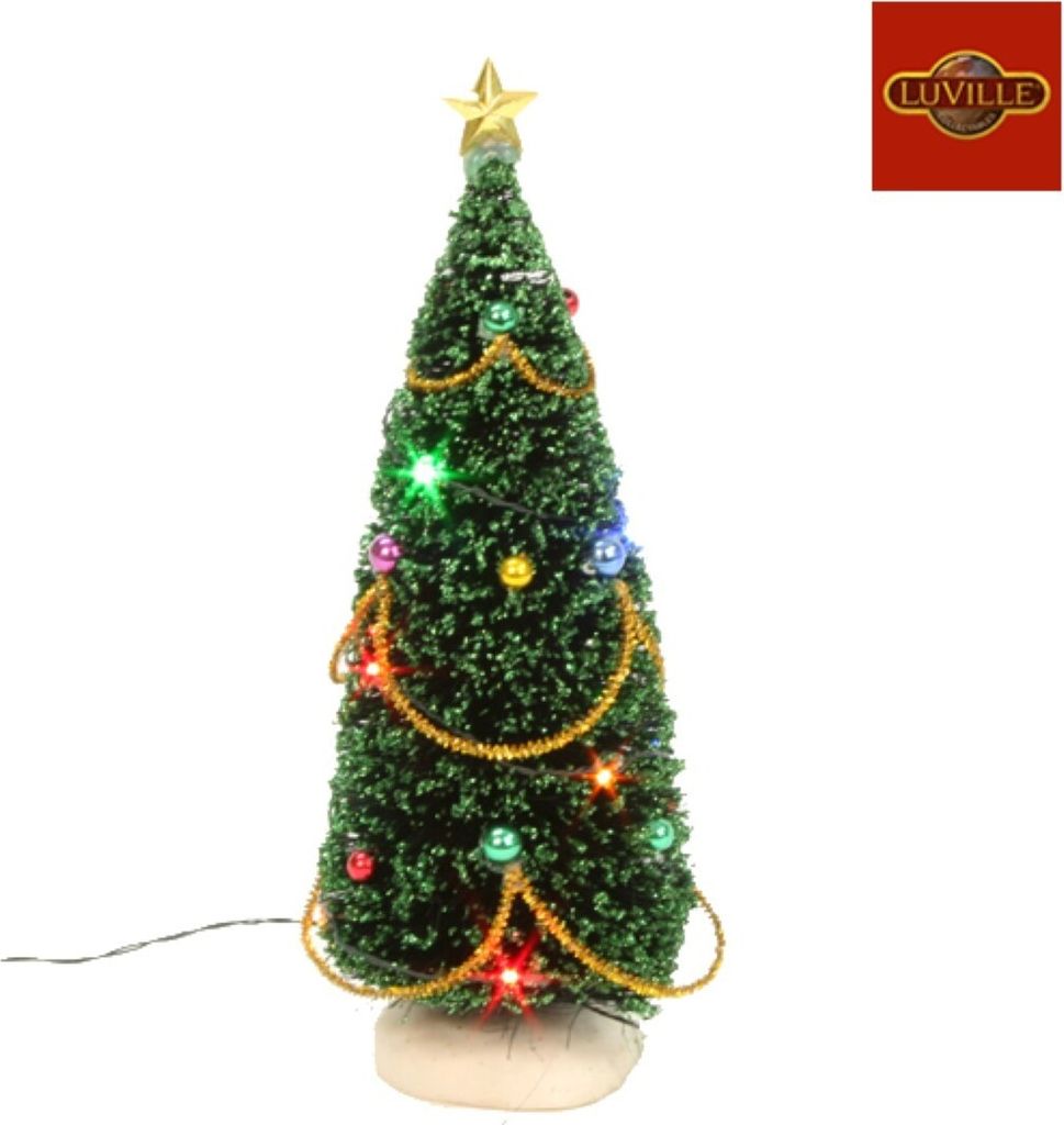 Weihnachtsdorf Landschaft Weihnachtsbaum mit Lichtern 23 cm hoch