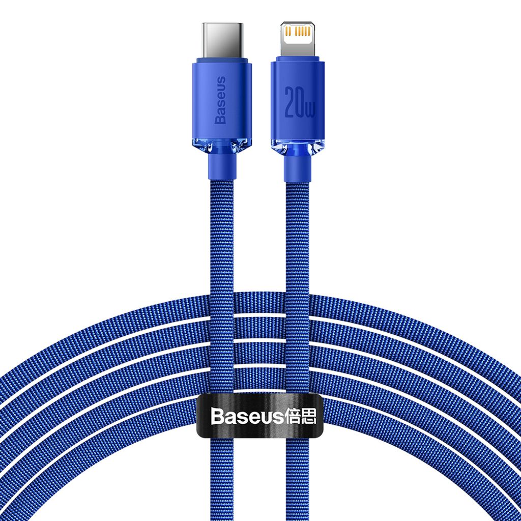 Baseus Crystal Shine Series Kabel USB-Kabel für schnelles Aufladen und Datenübertragung USB Typ C - Lightning 20W 2m blau (CAJY000303)