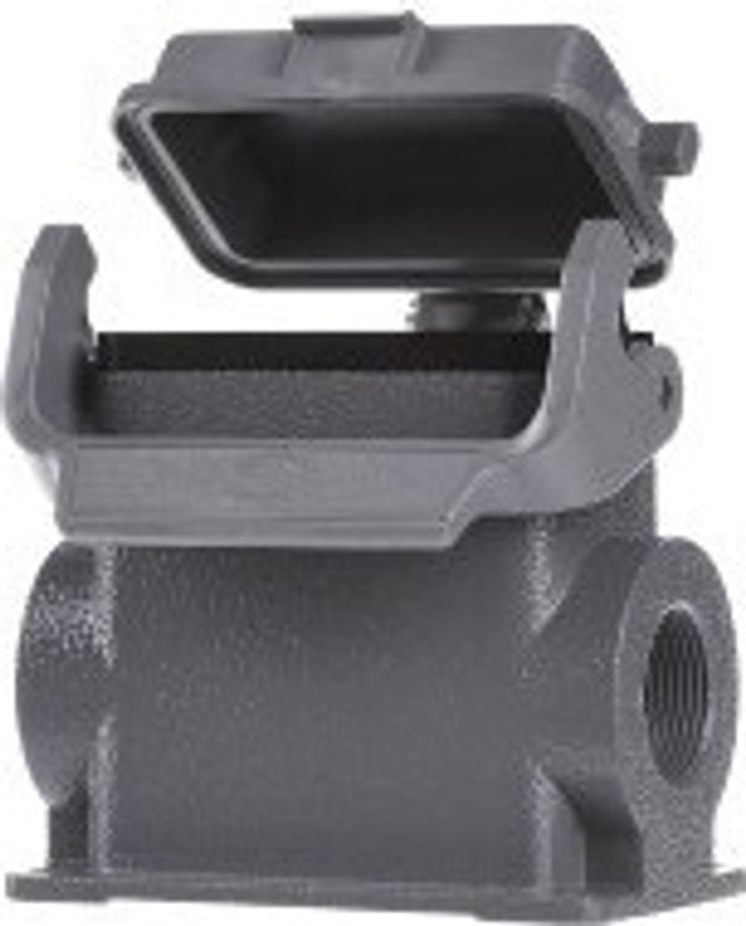 HARTING Han 10B Sockelgehäuse hoch, 2xM25 seitlicher Kabelabgang, mit 1 Längsbügel mit Schutzkappe Kunststoff - 1 Stück