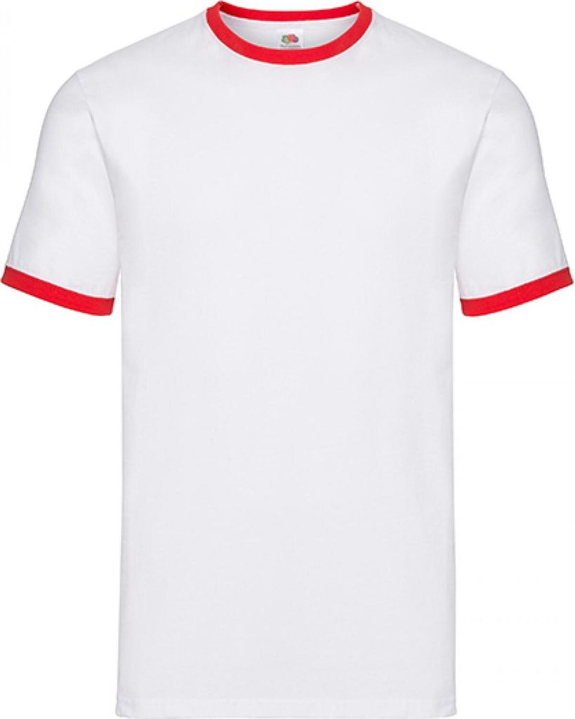 Fruit of the Loom 61-168-0 | Ringer Herren T-Shirt - Farbe: White/Red - Größe: XL