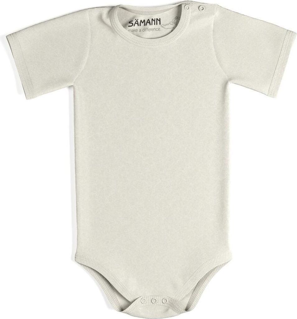 Baby Body aus 100% Baumwolle mit Druckknopf kurzarm gerippt 0-3 M Coconut Milk
