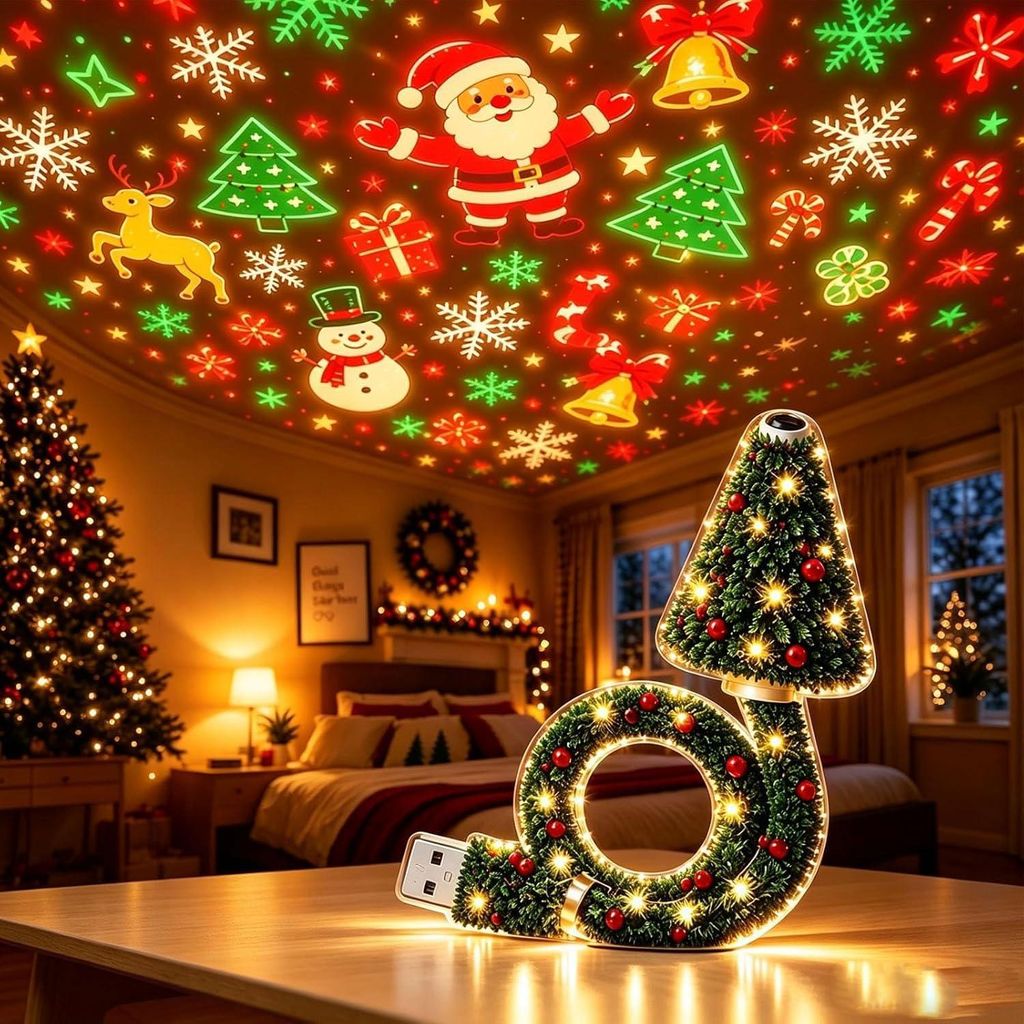 Plug and Play HD USB Christmas Tree Projector with 6 Produktbild 