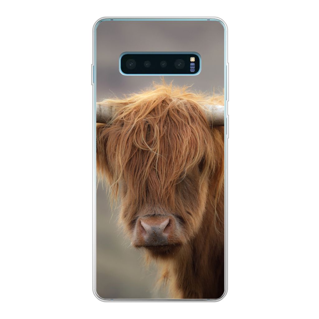 MuchoWow Handyhülle Schutzhülle Hülle für Samsung Galaxy S10 Lite Schottischer Highlander - Hörner - Haare Silikon Softcase Handy Hülle - S...