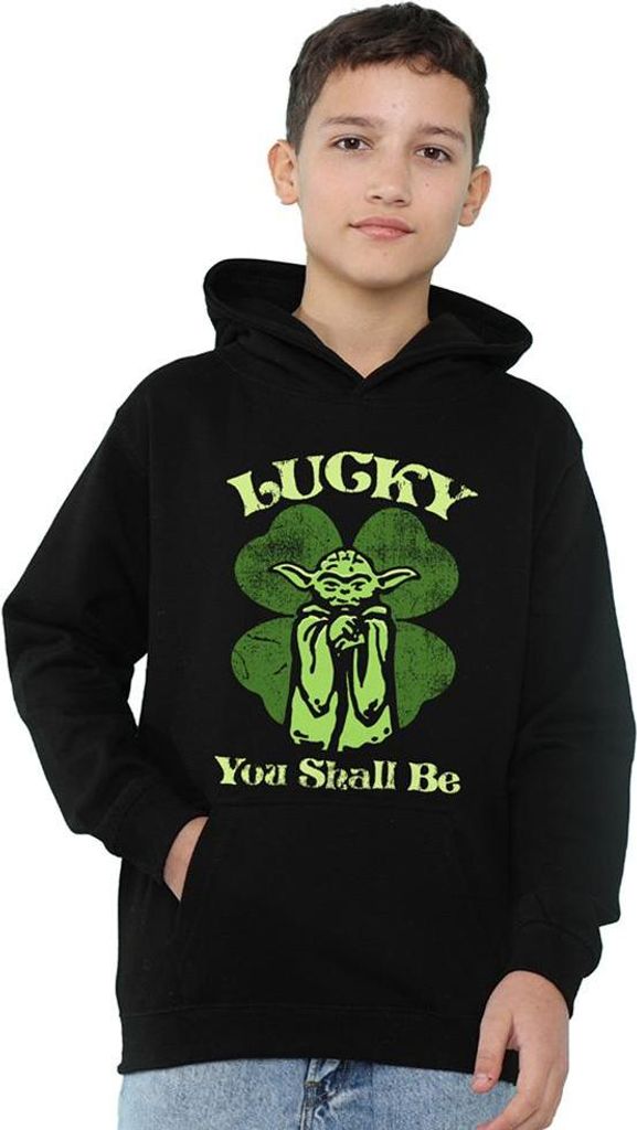 Star Wars - "Lucky" Kapuzenpullover für Kinder, St Patricks-Tag TV24463 (116) (Schwarz)