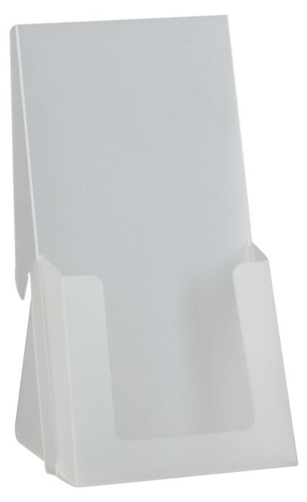 PP-Prospektständer zur Aufbewahrung von Prospekten und Katalogen, Format 1/3 A4 hoch, Materialstärke 0,8 mm, Verpackungseinheit: 1 STK