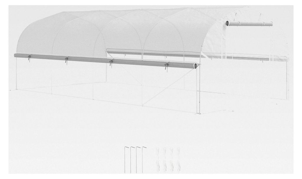 Gewächshaus 6 x 3 x 2 m Foliengewächshaus mit 8 Fenstern und Tür, Aufrollbare Seitenwände, UV-beständiger Folientunnel für Tomaten mit verzin...