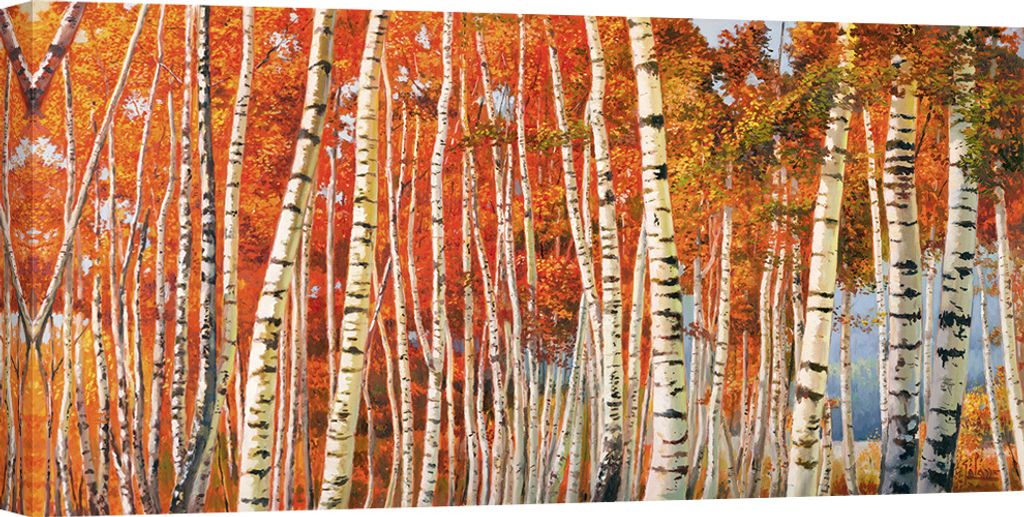 Leinwandbilder – Adriano Galasso, Herbstbirken – 140x70 cm