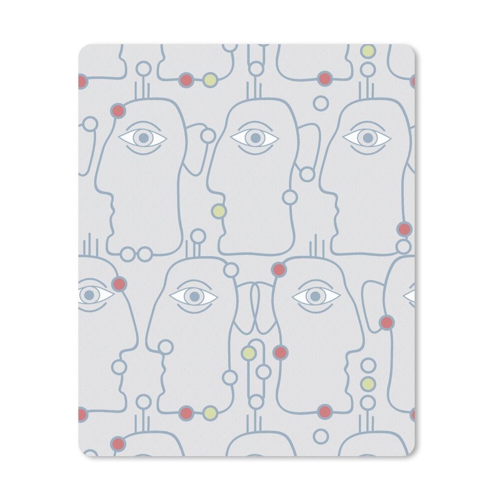 MuchoWow Mauspad Mousepad Strichzeichnung - Gesicht - Muster 30x40 cm - Mousepads - Maus Mat - Pad - Mausunterlage - Mausmatten