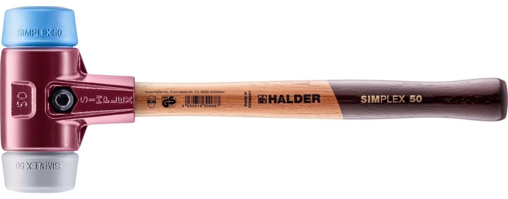 HALDER SIMPLEX Schonhammer Ø 50 mm TPE-soft blau / TPE-mid Produktbild 