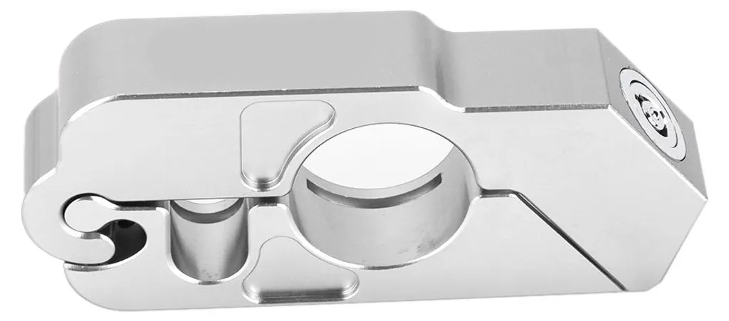 Bloque levier de frein moto antivol - Aluminium CNC argenté universel