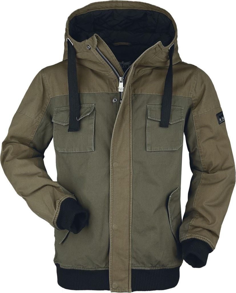 Black Premium by EMP Herren olivfarbene Winterjacke mit warmem Steppfutter 3XL