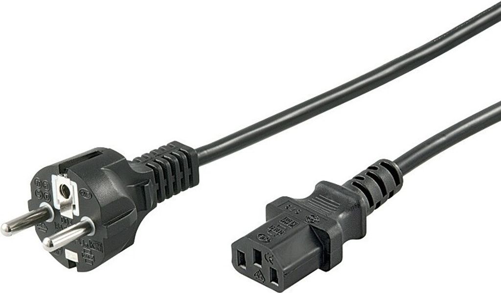 Netzkabel mit Schukostecker – C13-Kupplung – Schwarz –5 Meter