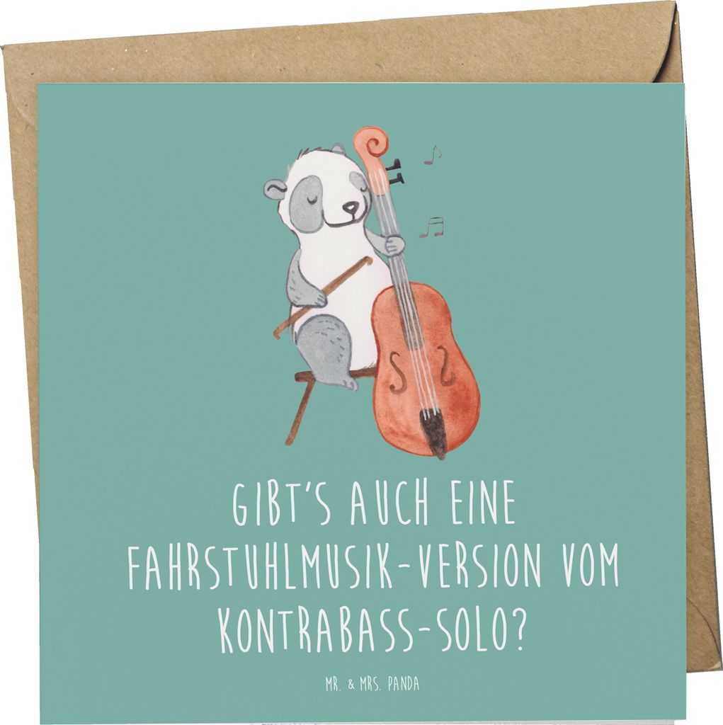 Mr. & Mrs. Panda Grußkarte Kontrabass Solo - Meeresbrise - Geschenk, Lernen, Musiker, Sinfonieorchester, Klappkarte, Instrument, Humor, anlasskart...