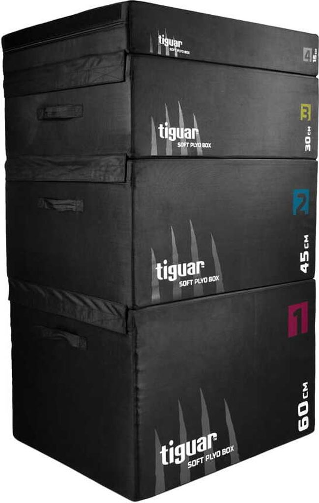 tiguar plyo soft box V2 - Komplett-Set (15-60 cm) 4-teilige Sprungbox für funktionales Training & Plyometrie rutschfest, wasserabweisend, stapelba...