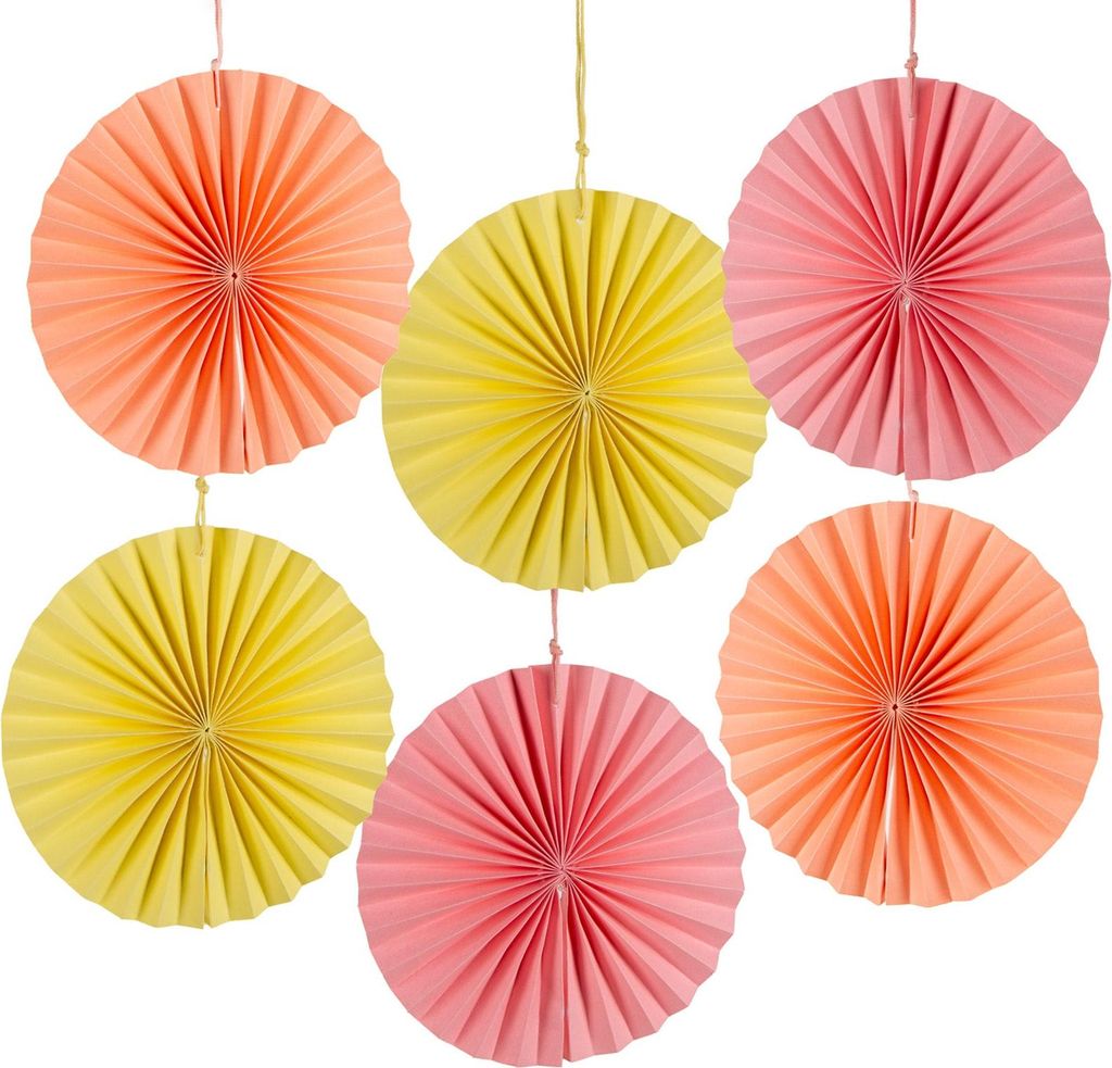 6 große Papierblumen mit Magnet Party Deko Garten 15 cm pink rosa gelb