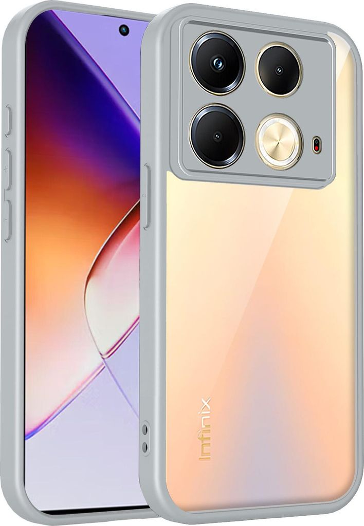 Hülle für Infinix Note 40 5G Transparente Rückseite TPU Bumper Stoßfest Handyhülle Grau