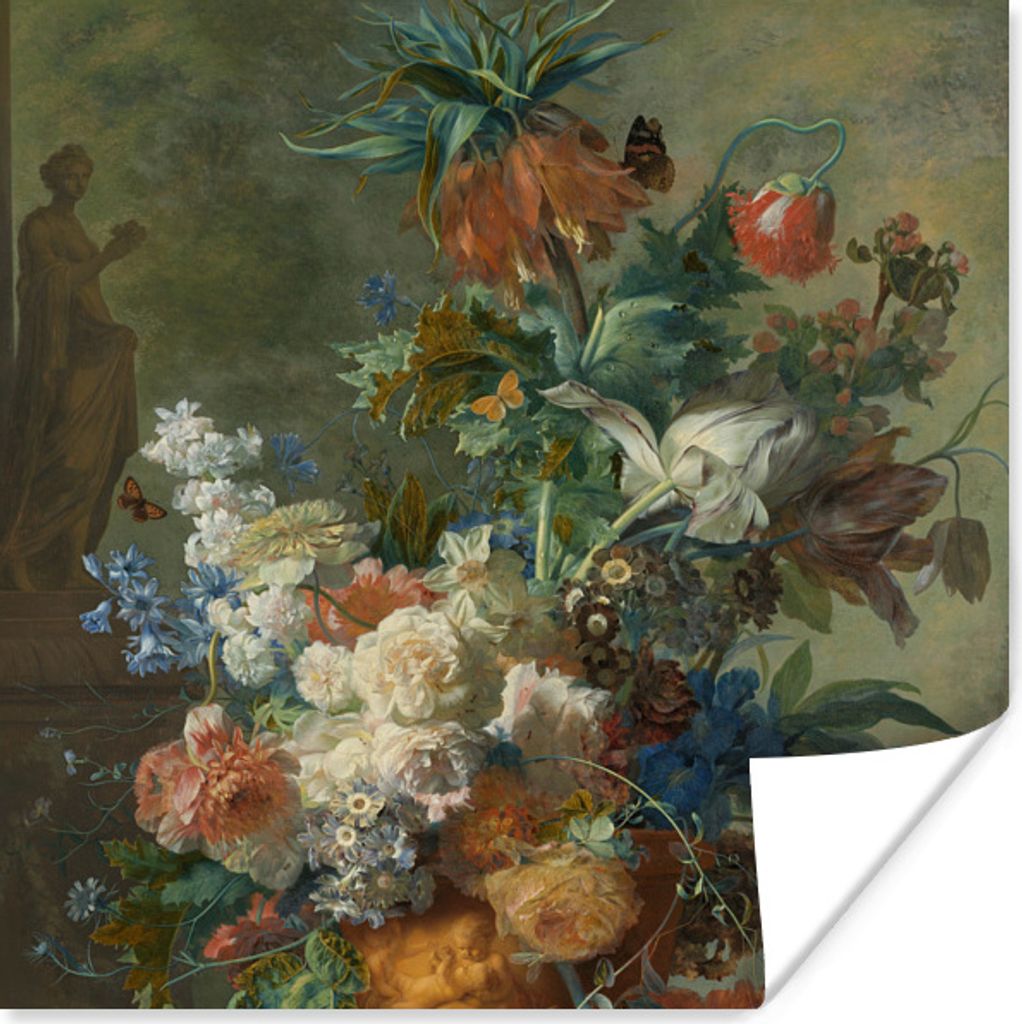 MuchoWow Poster Stillleben mit Blumen - Gemälde von Jan van Huysum 50x50 cm - Wohnzimmerdekoration