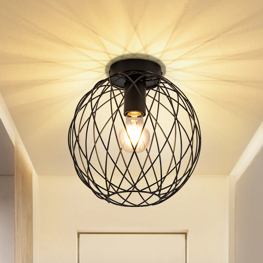 Spot de Plafond Design Noir en Métal Luminaire Rétro 1 Flamme Ø 25cm