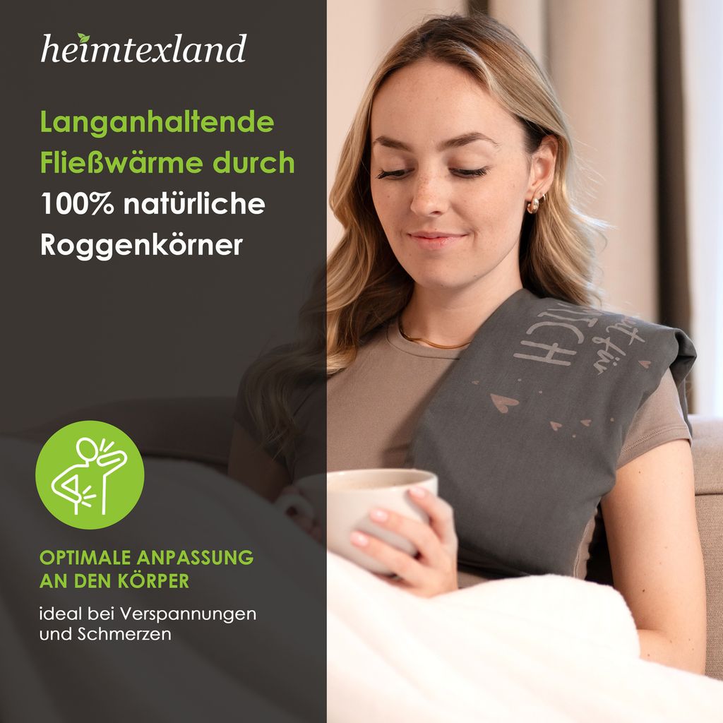 heimtexland ® Roggen Natur Körnerkissen Kälte- und Produktbild 2
