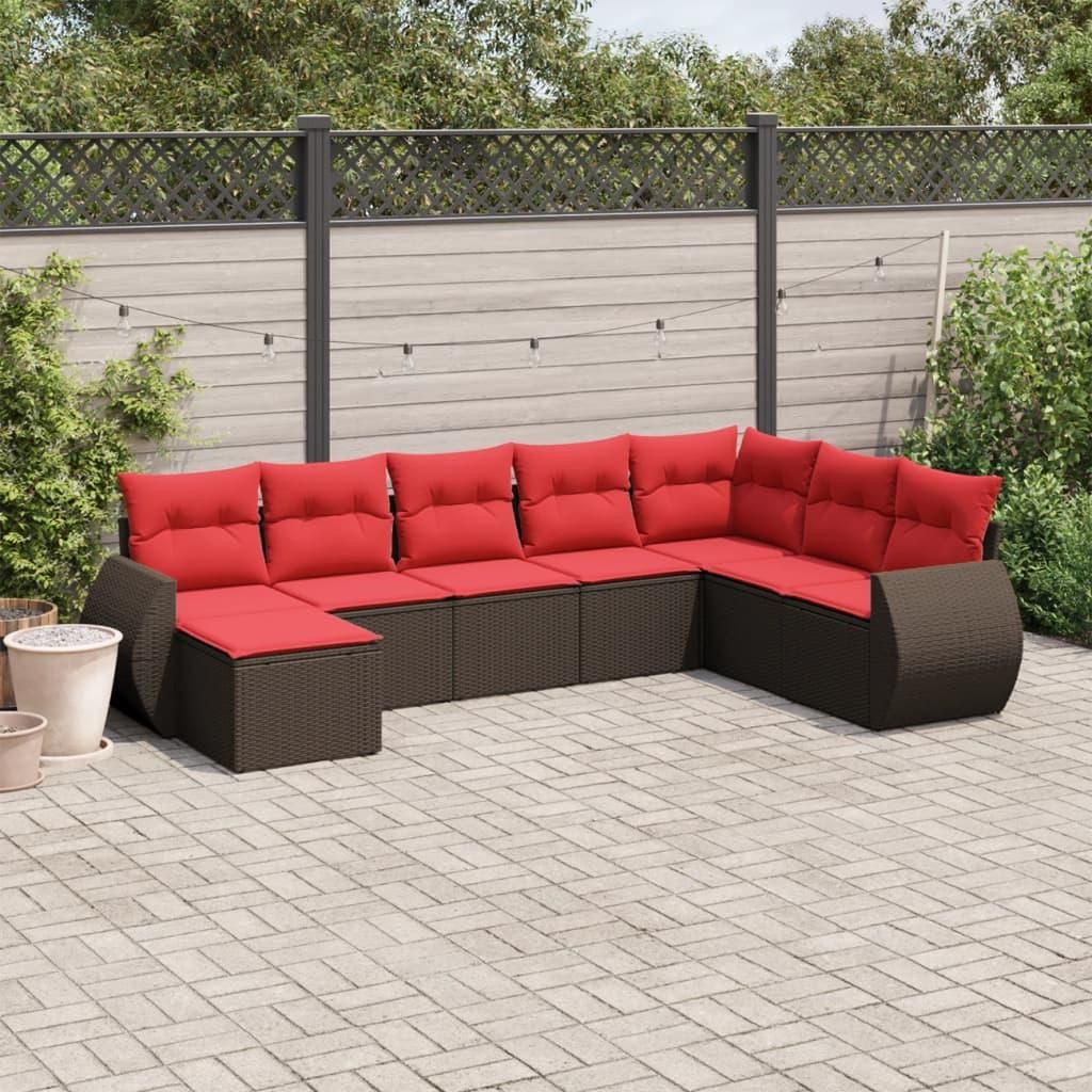 Maison Exclusive - 8-teiliges Gartensofa-Set mit Kissen, braun, Polyrattan
