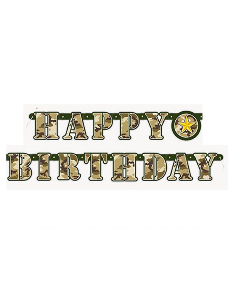 Geburtstagsgirlande Happy Birthday Tarnfarben 1,6m - Einheitsgröße