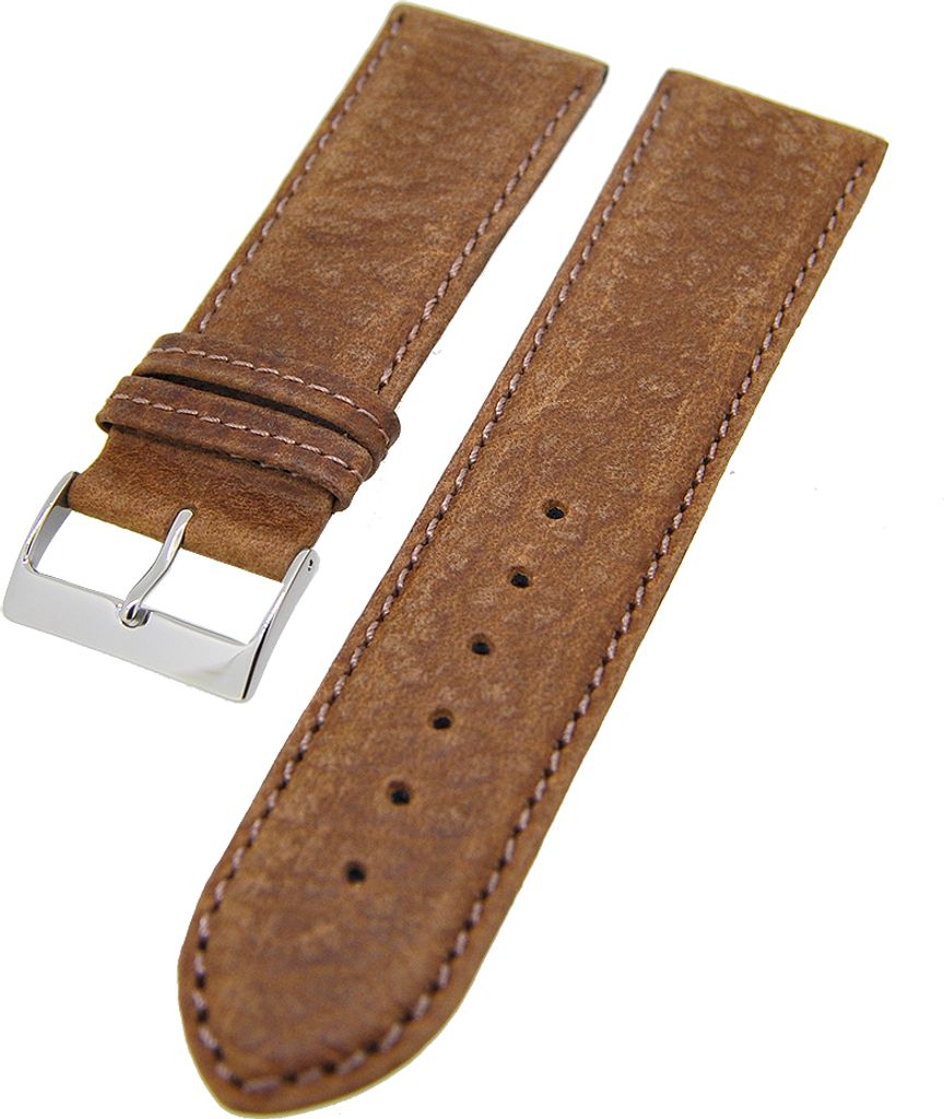 Uhrenarmband Kalbslederband Dunkelbraun Ton in Ton 18mm leicht gepolstert