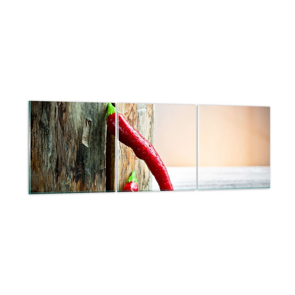 Bilder auf glas - Chili Gewürz Gemüse - 120x40cm - Glasbilder - Wandbilder - Kunstdruck - zum Aufhängen bereit - Wanddekoration aus Glas - Glas ...