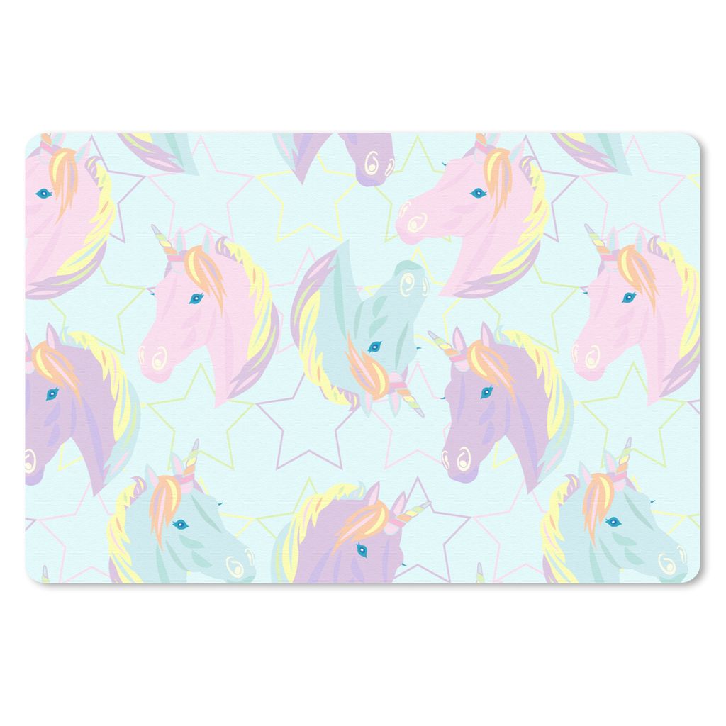 MuchoWow Schreibtischunterlage Einhorn - Sterne - Muster 60x40 cm - XXL Mauspad - Großes Mauspad
