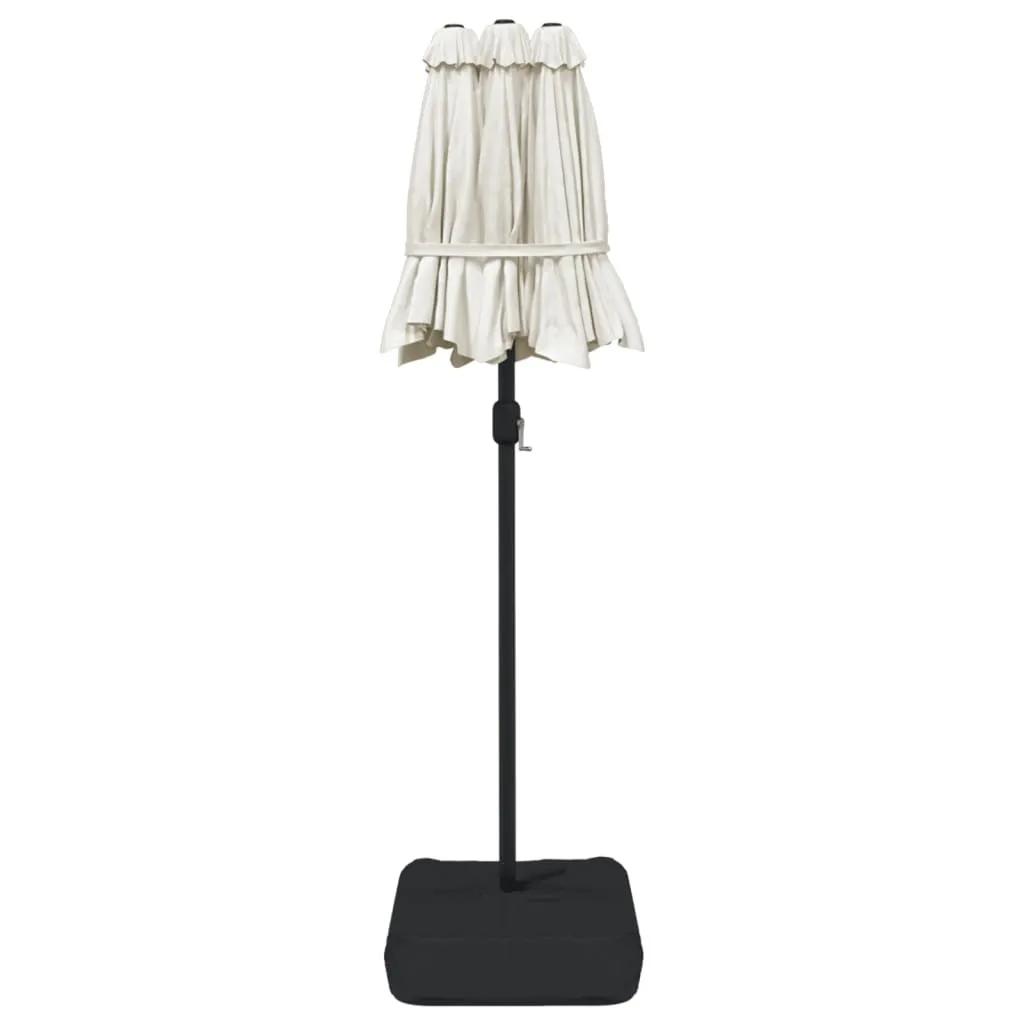 Grand parasol double rectangulaire blanc sable pour grande terrasse