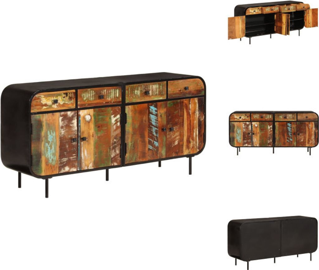 vidaXL Sideboard 140x35x70 cm Altholz Massiv und Metall - Sideboards