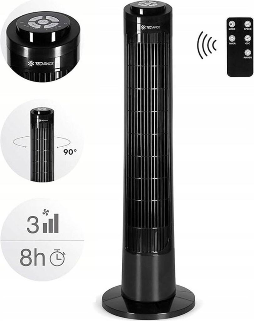 Stĺpový ventilátor s diaľkovým ovládaním TV-O778, čierny Obrázok produktu 