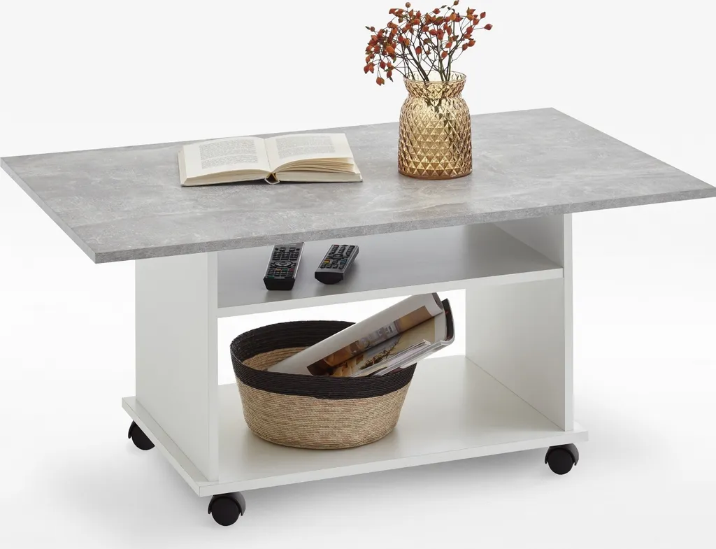 Table basse AZUR robuste blanc béton : fini le désordre dans le salon