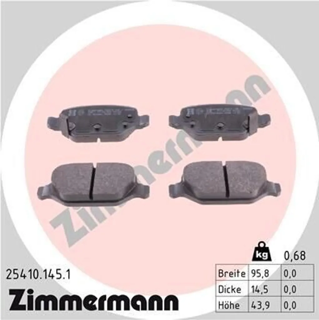 Zimmermann 25410.145.1 Plaquettes de frein pour Fiat Panda performance