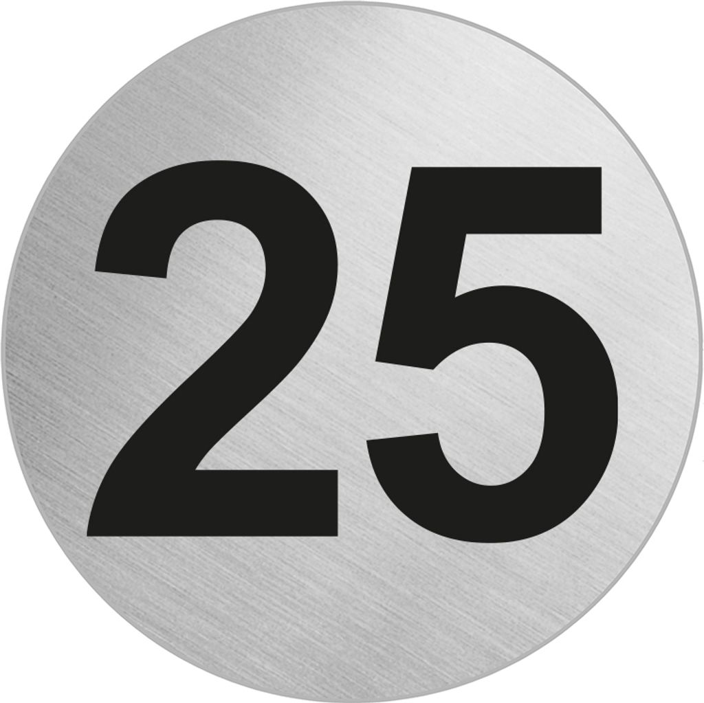 Türnummer Zimmernummer aus Edelstahl "25" Ø 60 mm Produktbild 