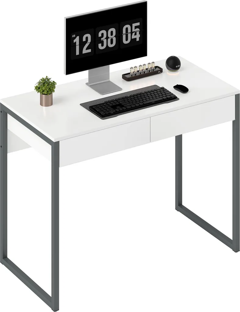 Table d'ordinateur compacte avec tiroirs pour petit bureau de 100 cm